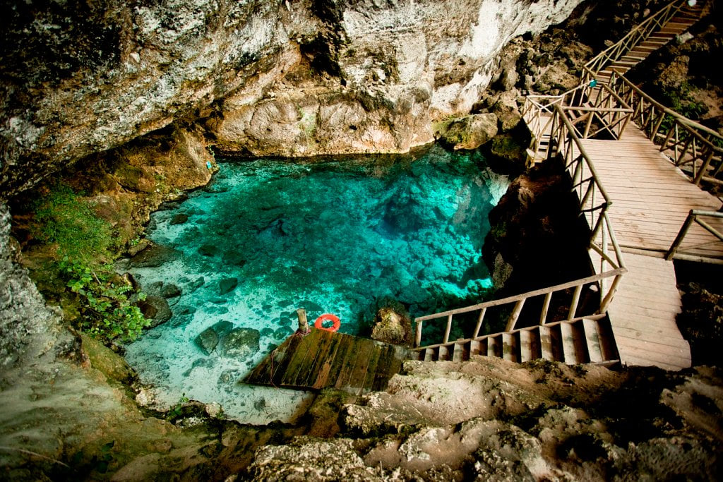 Hoyo Azul cenote near Cap Cana with crystal-clear turquoise water