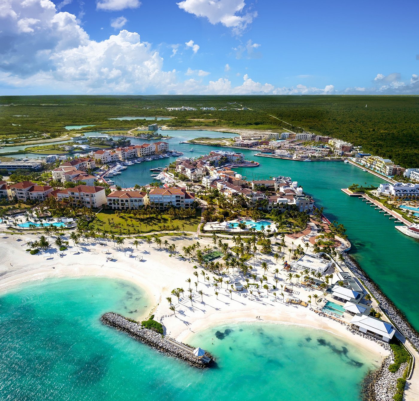 Cap Cana paradise aerial view with turquoise waters and pristine beaches